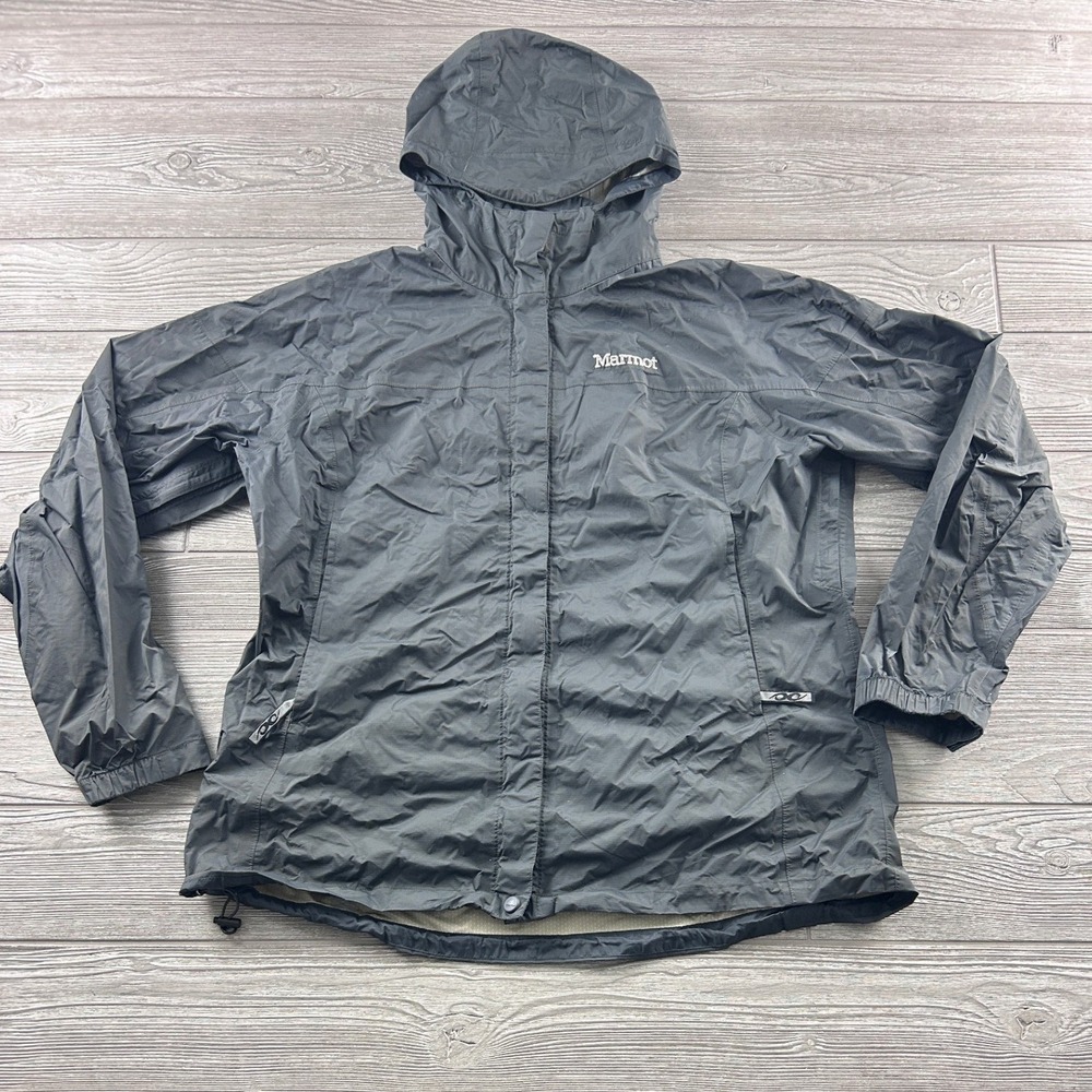 Marmot PreCip Rain Jacket Womens XL Gray Waterproof Hooded Hiking Shell Y55200